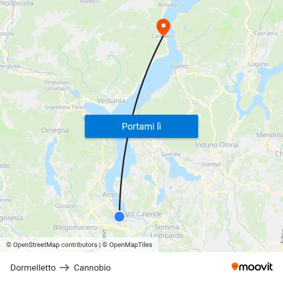 Dormelletto to Cannobio map
