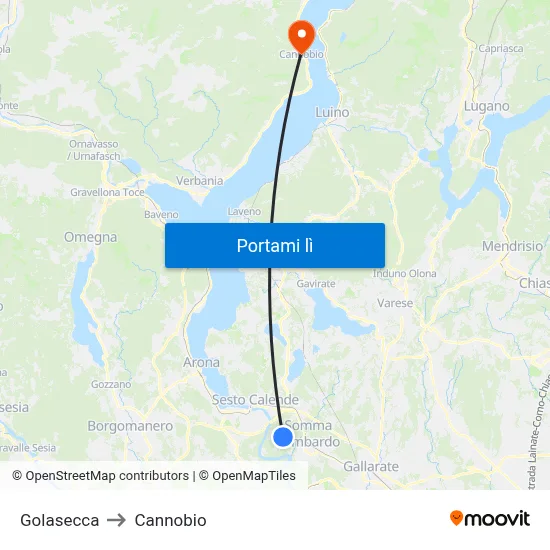 Golasecca to Cannobio map