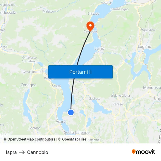 Ispra to Cannobio map