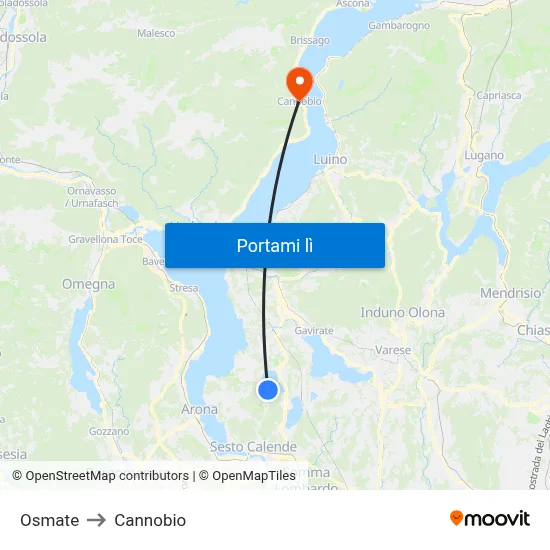 Osmate to Cannobio map