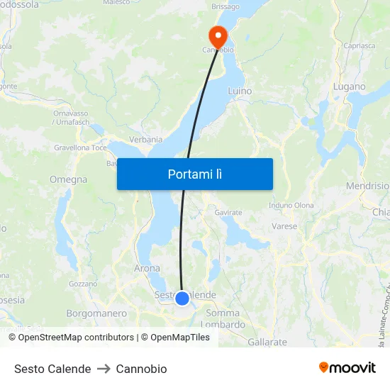 Sesto Calende to Cannobio map