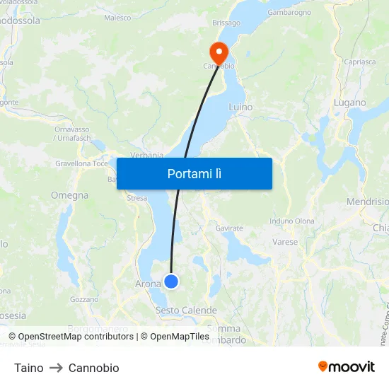 Taino to Cannobio map