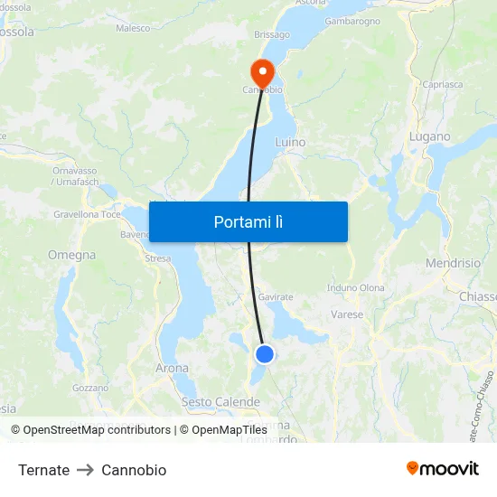 Ternate to Cannobio map