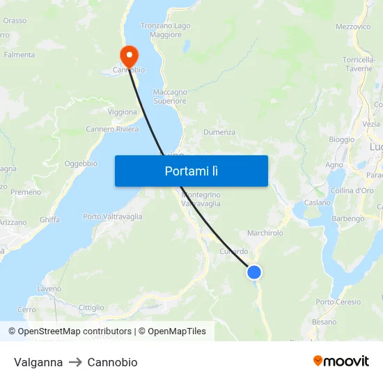 Valganna to Cannobio map