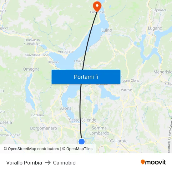 Varallo Pombia to Cannobio map