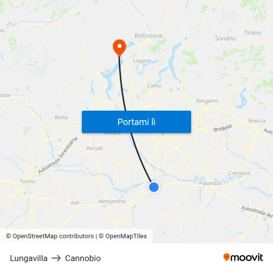 Lungavilla to Cannobio map