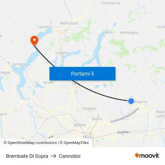 Brembate Di Sopra to Cannobio map
