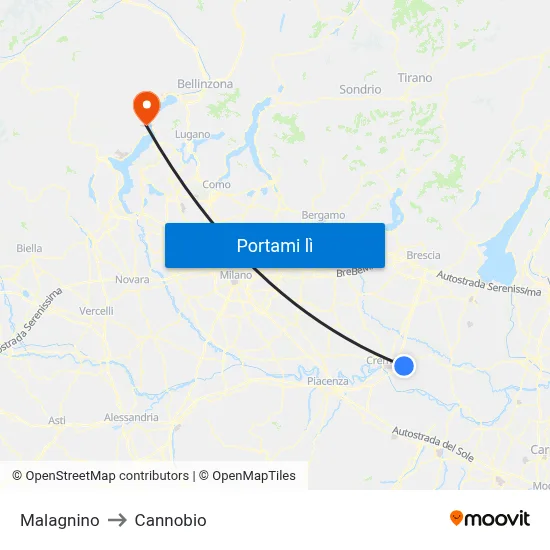 Malagnino to Cannobio map