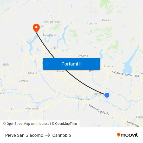 Pieve San Giacomo to Cannobio map