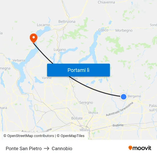 Ponte San Pietro to Cannobio map