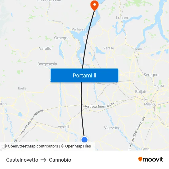 Castelnovetto to Cannobio map
