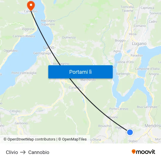 Clivio to Cannobio map