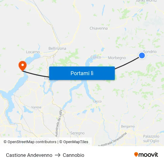 Castione Andevenno to Cannobio map