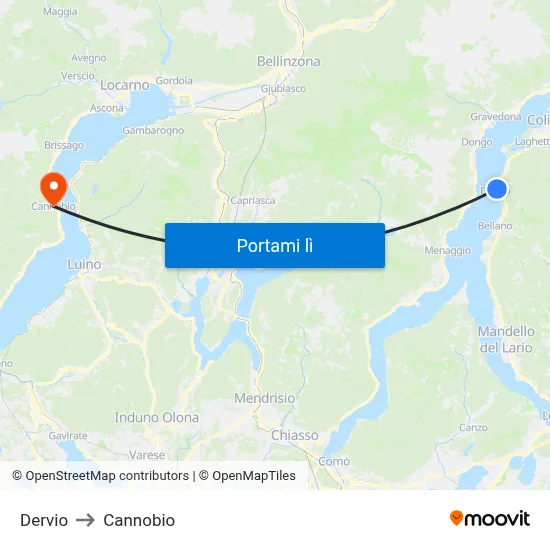 Dervio to Cannobio map