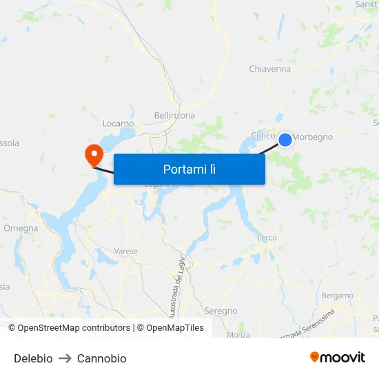 Delebio to Cannobio map