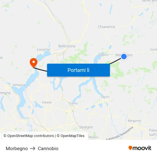 Morbegno to Cannobio map