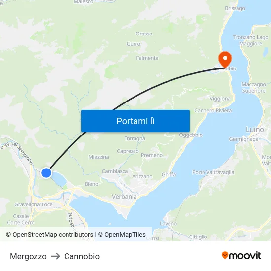 Mergozzo to Cannobio map