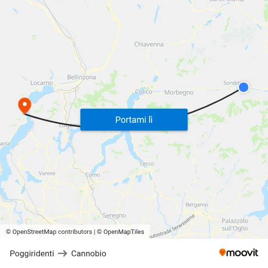 Poggiridenti to Cannobio map