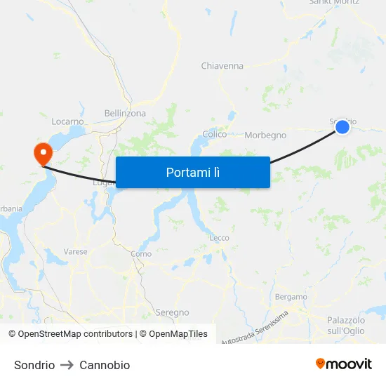 Sondrio to Cannobio map