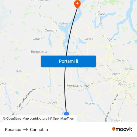 Rosasco to Cannobio map