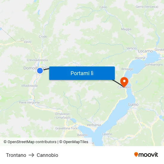 Trontano to Cannobio map