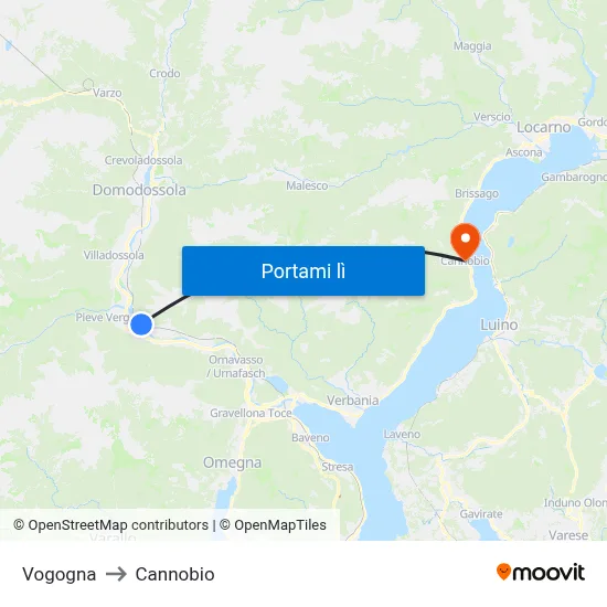 Vogogna to Cannobio map
