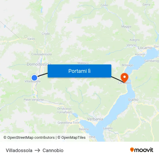 Villadossola to Cannobio map
