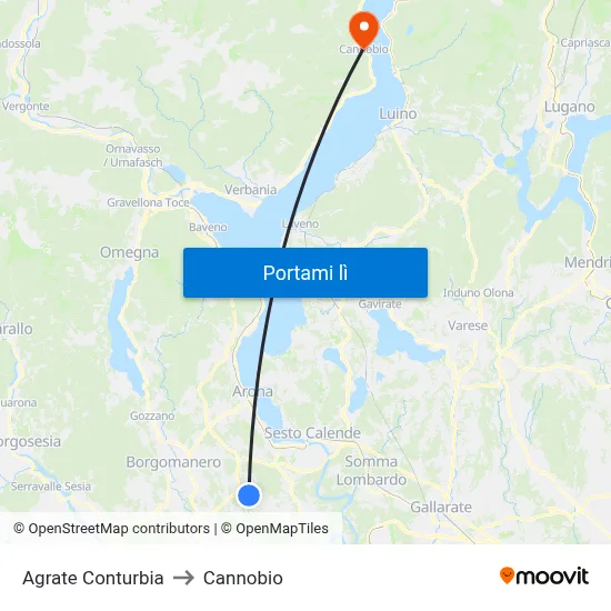 Agrate Conturbia to Cannobio map