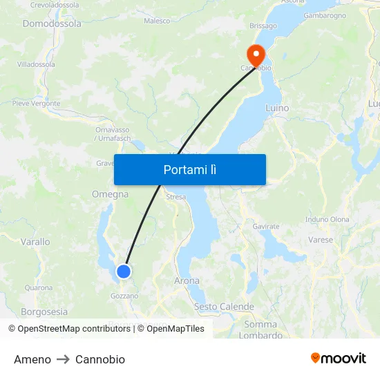Ameno to Cannobio map