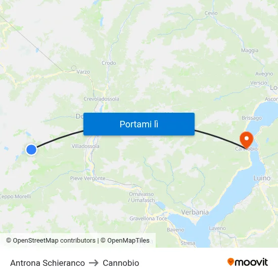 Antrona Schieranco to Cannobio map
