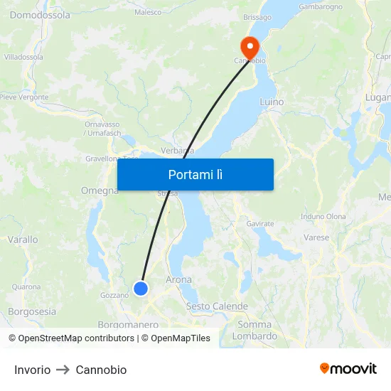 Invorio to Cannobio map