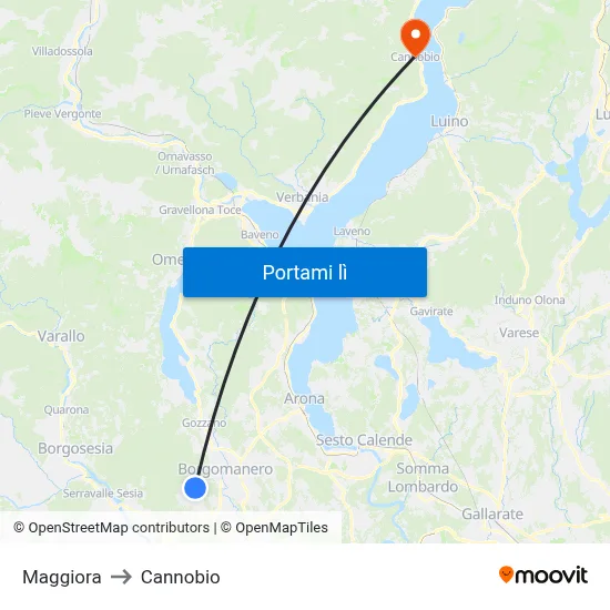 Maggiora to Cannobio map