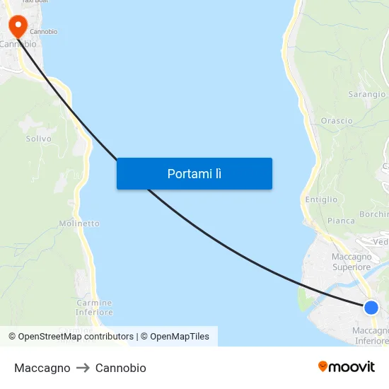 Maccagno to Cannobio map