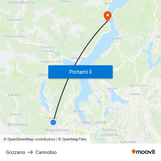 Gozzano to Cannobio map