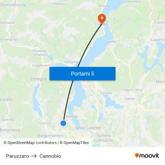 Paruzzaro to Cannobio map