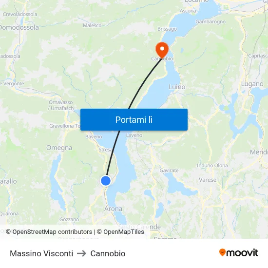 Massino Visconti to Cannobio map
