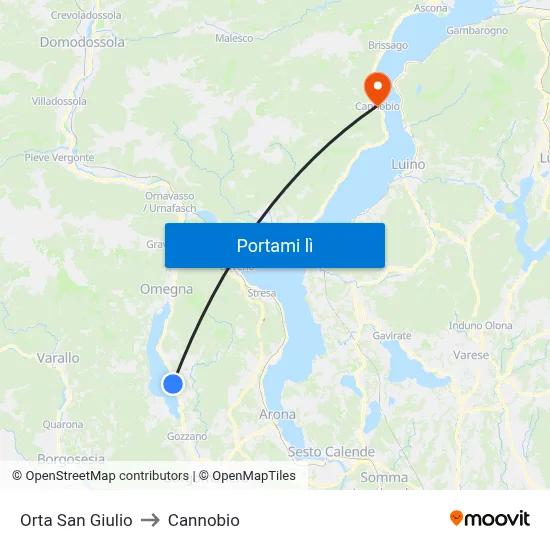Orta San Giulio to Cannobio map