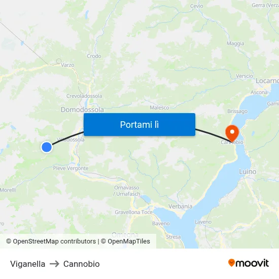 Viganella to Cannobio map