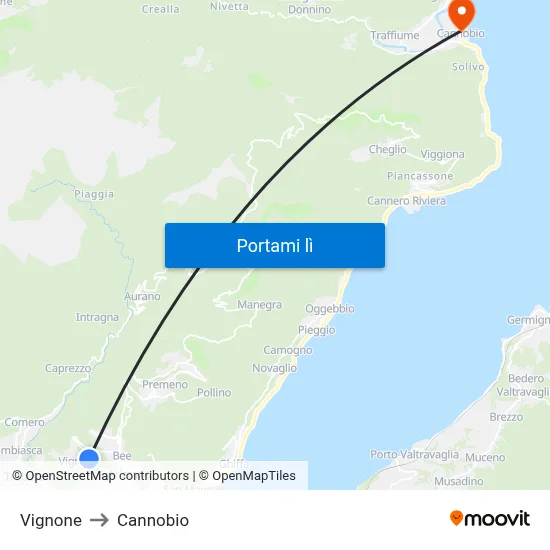 Vignone to Cannobio map