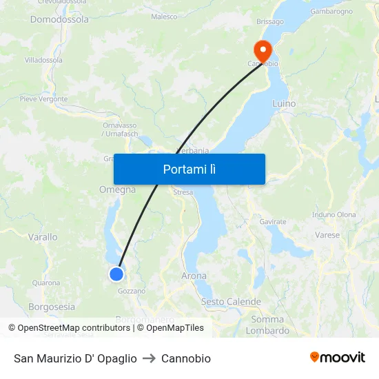 San Maurizio D' Opaglio to Cannobio map