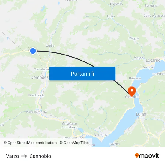 Varzo to Cannobio map