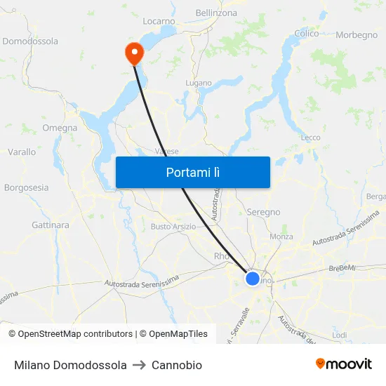 Milano Domodossola to Cannobio map