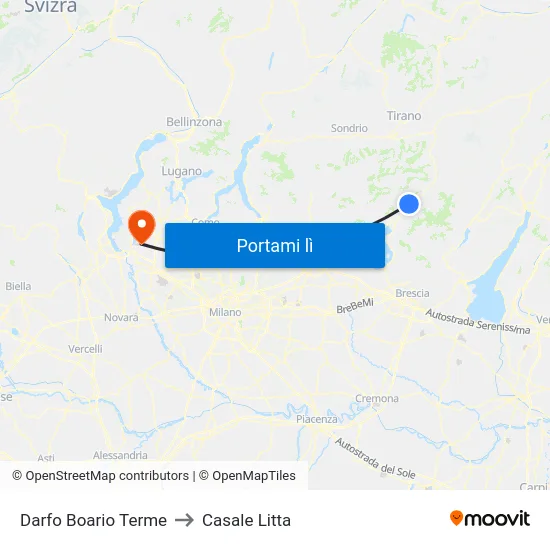 Darfo Boario Terme to Casale Litta map