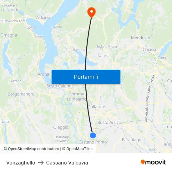 Vanzaghello to Cassano Valcuvia map