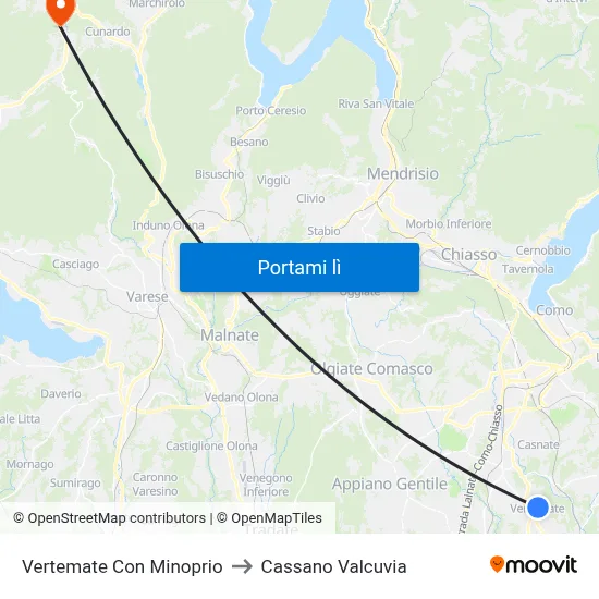 Vertemate Con Minoprio to Cassano Valcuvia map