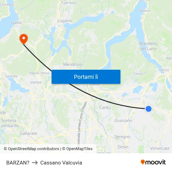 BARZAN? to Cassano Valcuvia map