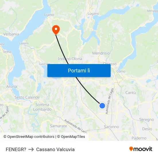 FENEGR? to Cassano Valcuvia map
