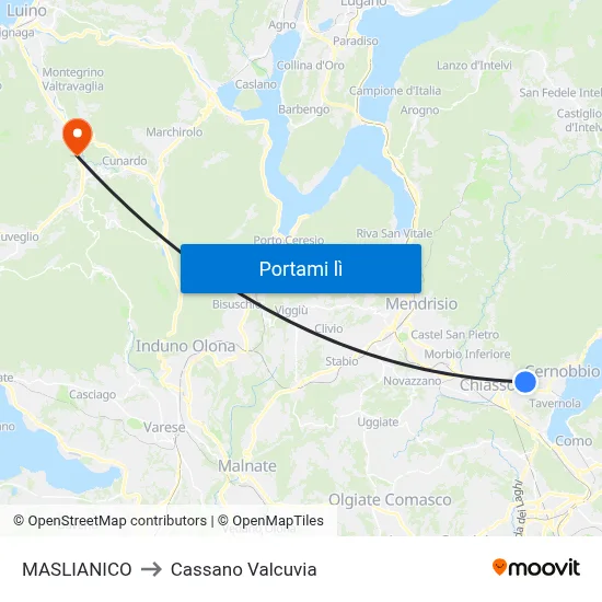 MASLIANICO to Cassano Valcuvia map