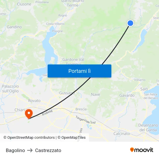 Bagolino to Castrezzato map