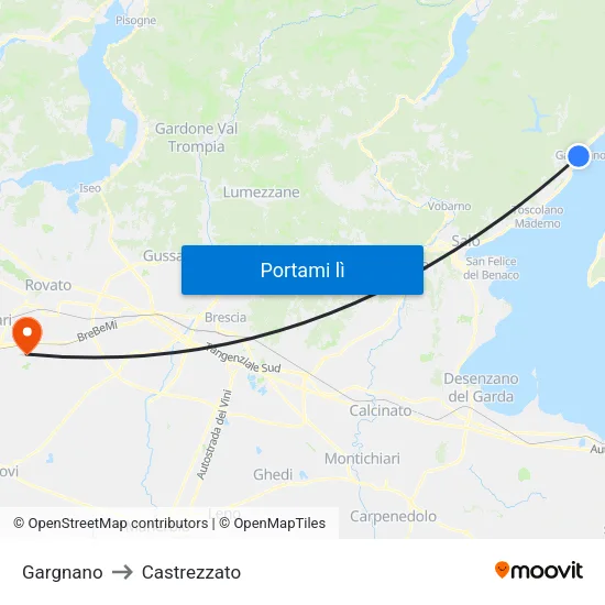 Gargnano to Castrezzato map
